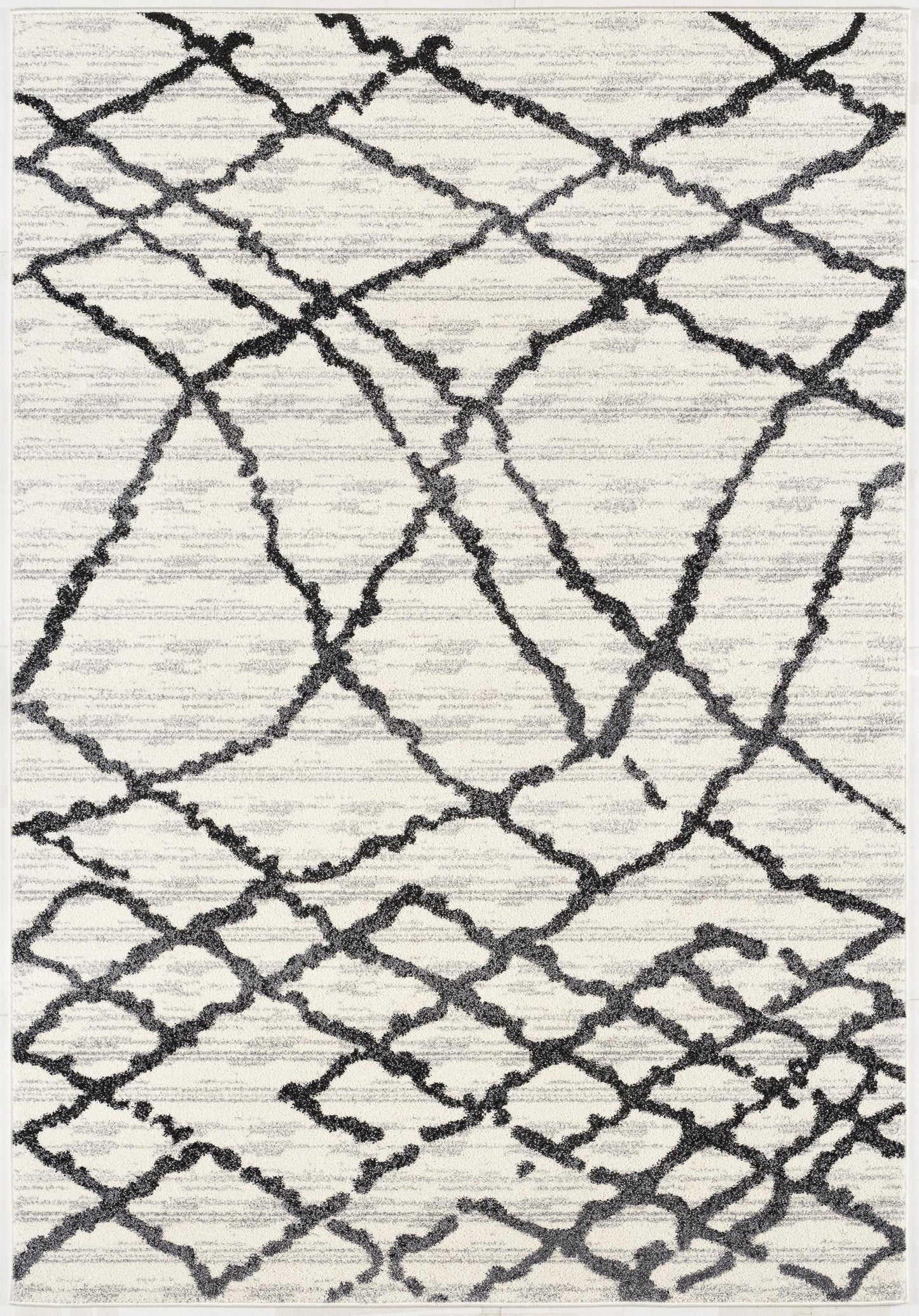 7' X 9' Gray And Black Modern Abstract Area Rug