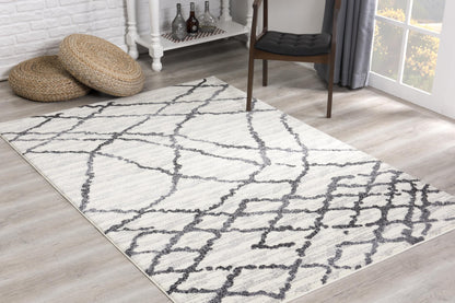 7' X 9' Gray And Black Modern Abstract Area Rug