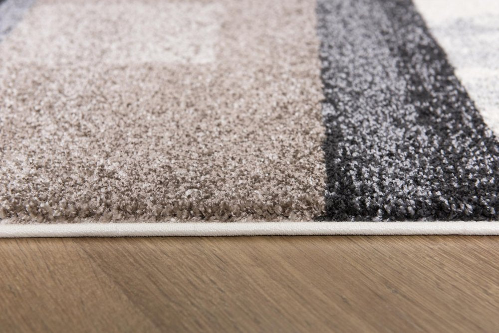 7' X 9' Gray Black and Brown Abstract Geometric Area Rug