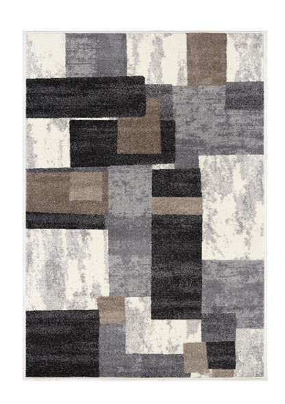 8' X 11' Gray Black and Brown Geometric Shag Power Loom Area Rug