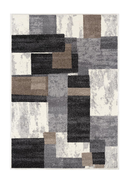 4' X 6' Gray Black and Brown Abstract Geometric Area Rug