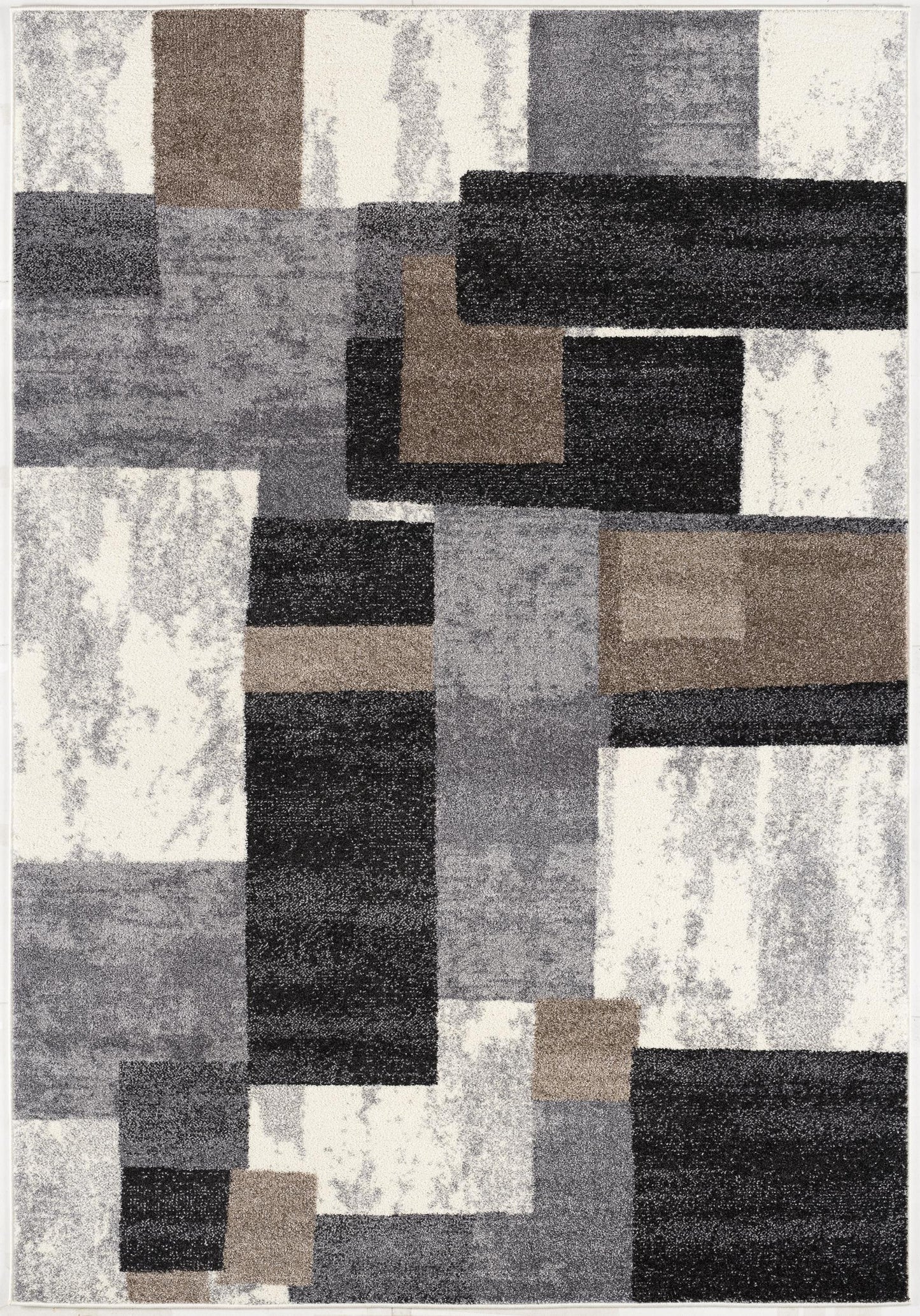 4' X 6' Gray Black and Brown Abstract Geometric Area Rug