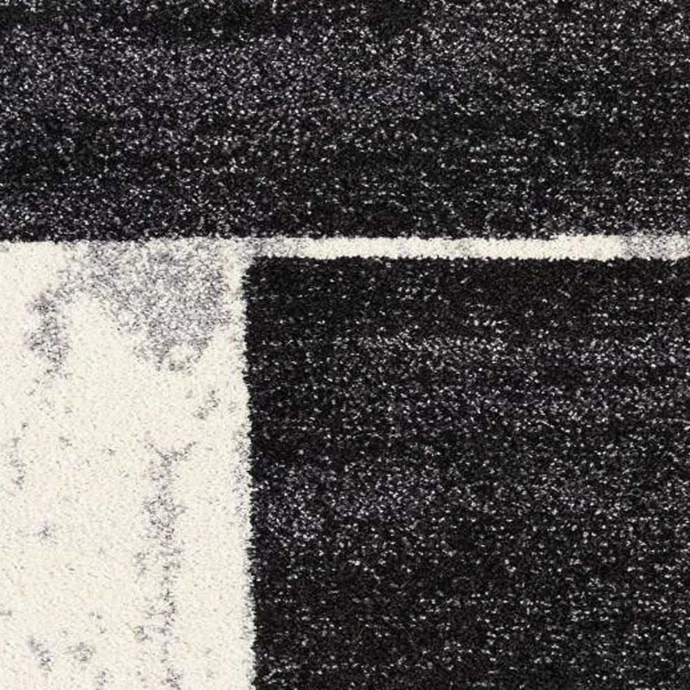 8' X 11' Gray Black and Brown Geometric Shag Power Loom Area Rug