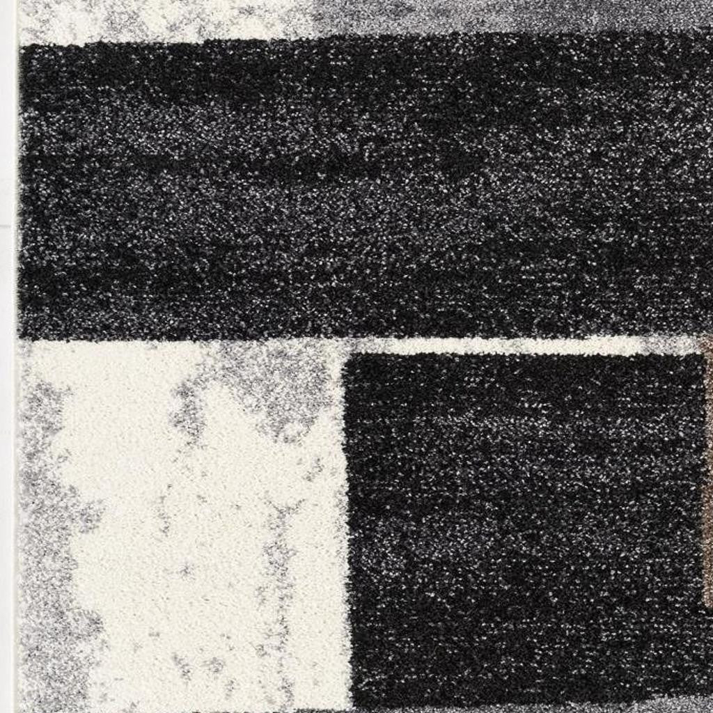 4' X 6' Gray Black and Brown Abstract Geometric Area Rug