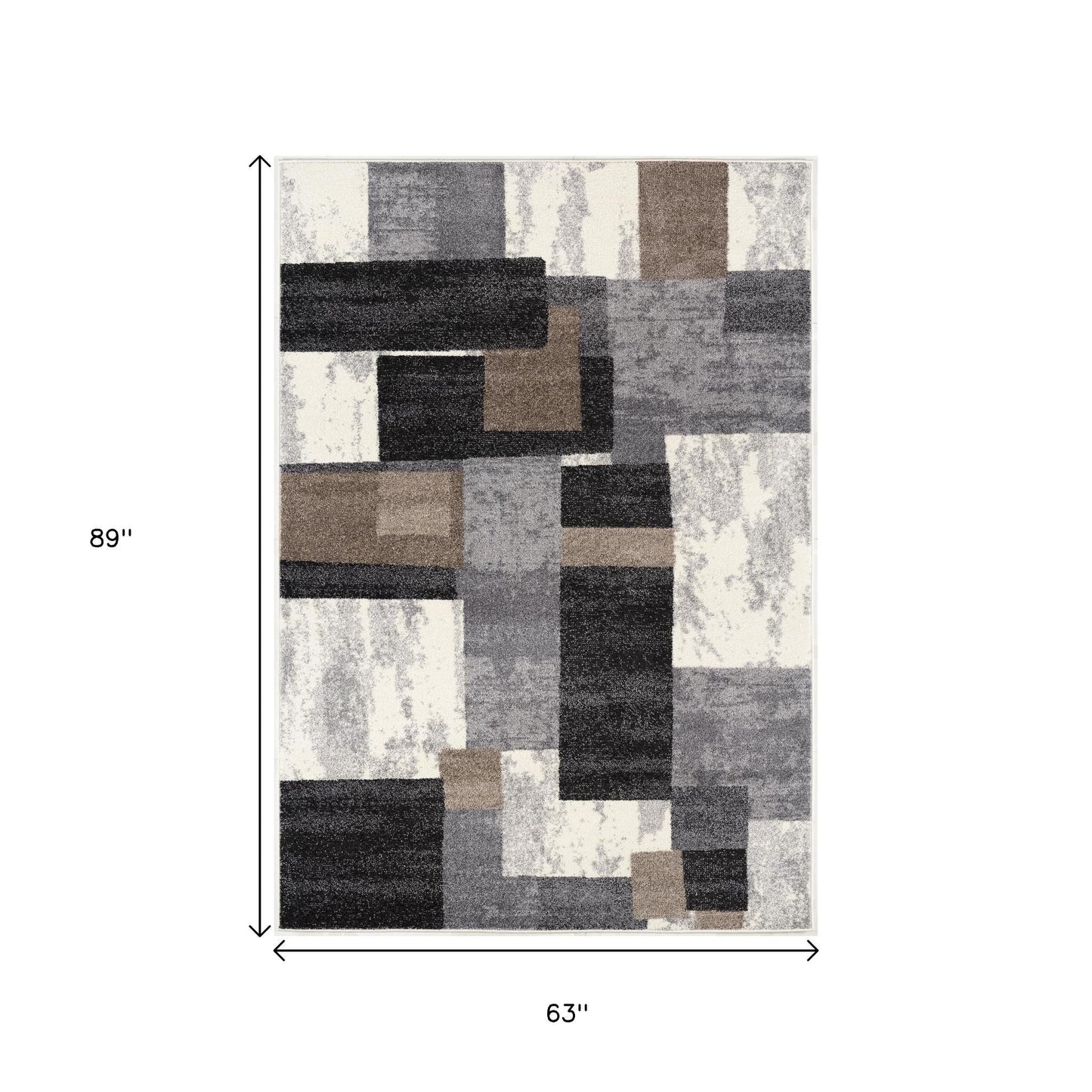 4' X 6' Gray Black and Brown Abstract Geometric Area Rug