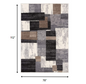 4' X 6' Gray Black and Brown Abstract Geometric Area Rug