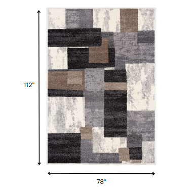 4' X 6' Gray Black and Brown Abstract Geometric Area Rug