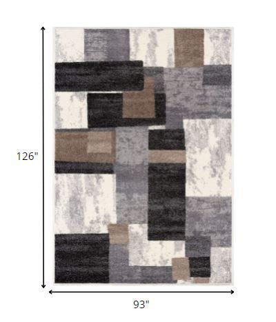 4' X 6' Gray Black and Brown Abstract Geometric Area Rug