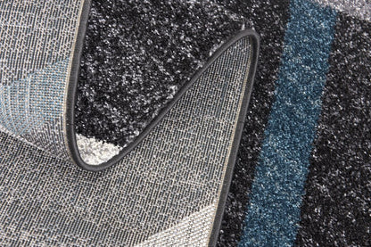 5' X 8' Distressed Black And Gray Abstract Area Rug