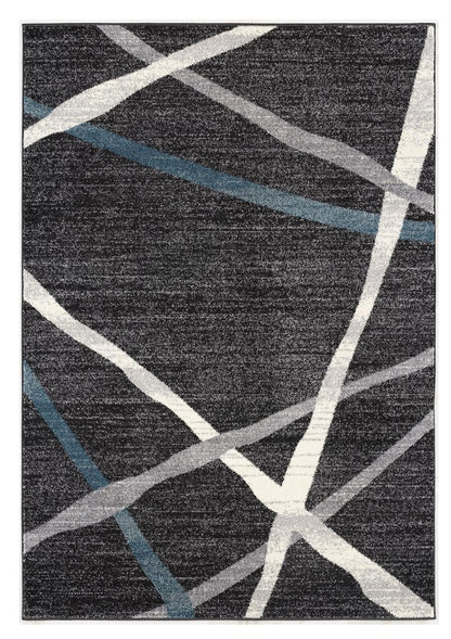 5' X 8' Distressed Black And Gray Abstract Area Rug