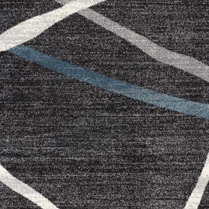 5' X 8' Distressed Black And Gray Abstract Area Rug