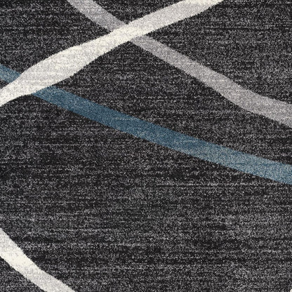 4' X 6' Distressed Black And Gray Abstract Area Rug