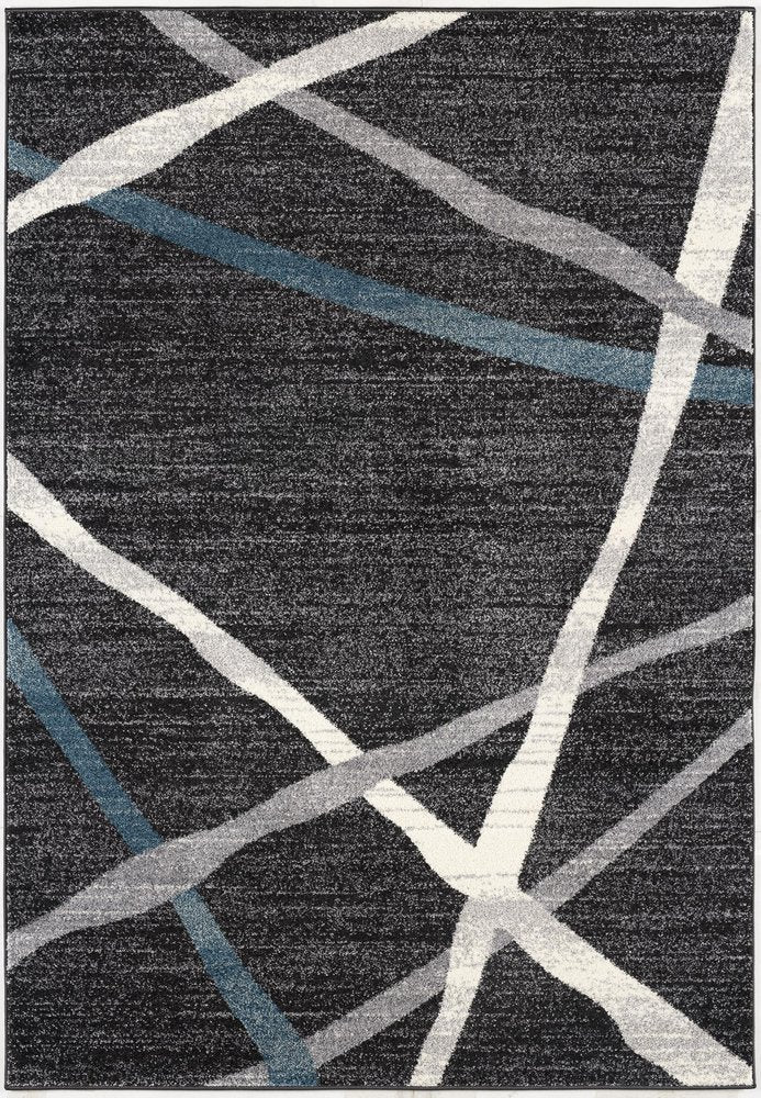 5' X 8' Distressed Black And Gray Abstract Area Rug