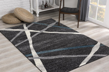 4' X 6' Distressed Black And Gray Abstract Area Rug