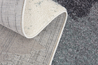 7' X 9' White And Blue Abstract Strokes Area Rug