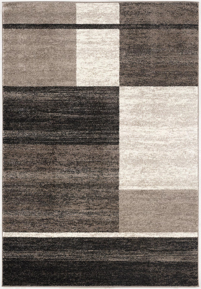 5' X 8' Brown And Beige Abstract Blocks Area Rug