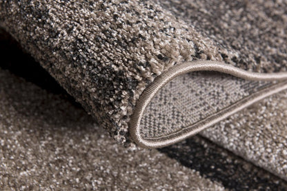 8' X 11' Brown And Beige Abstract Blocks Area Rug