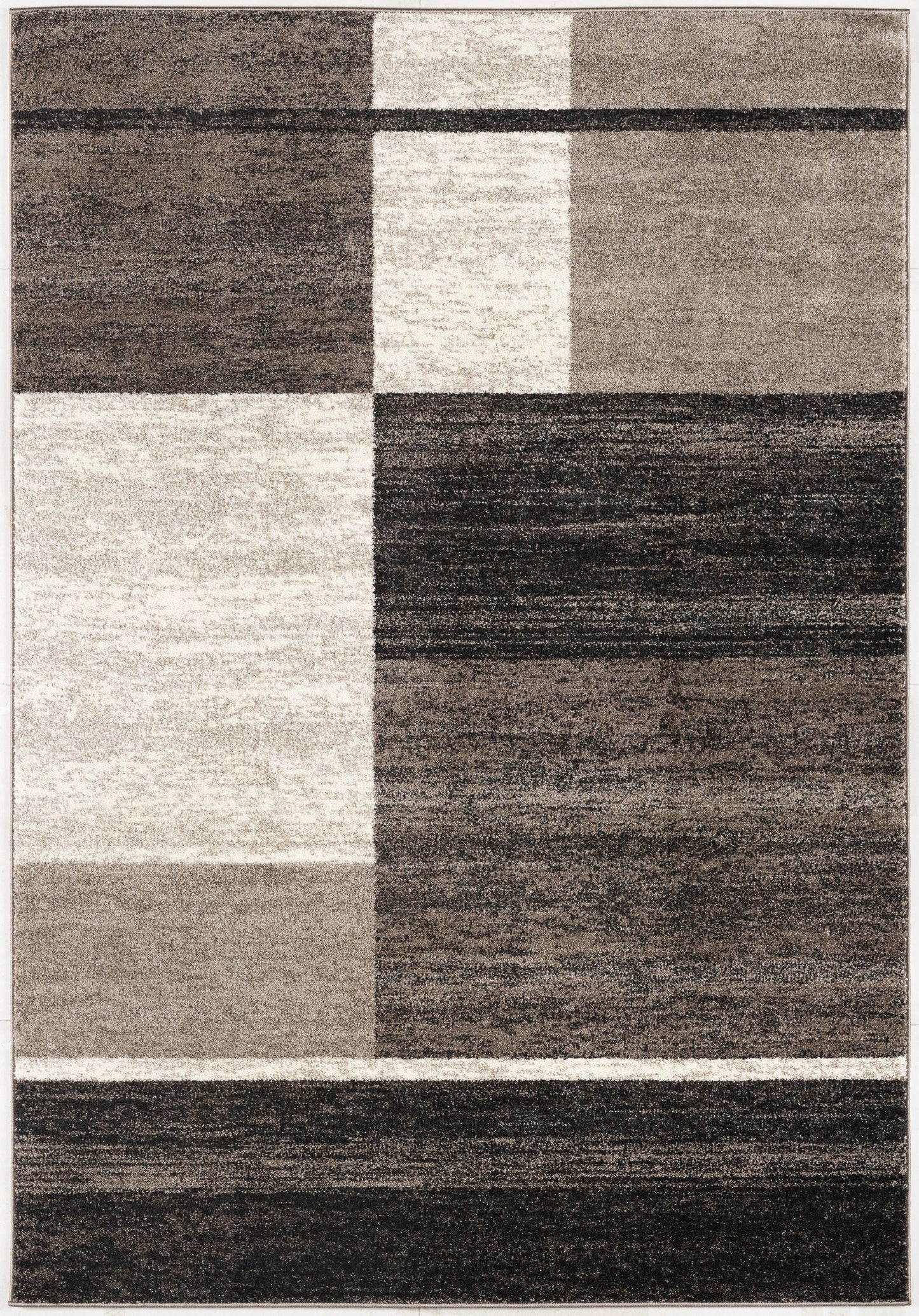 5' X 8' Brown And Beige Abstract Blocks Area Rug