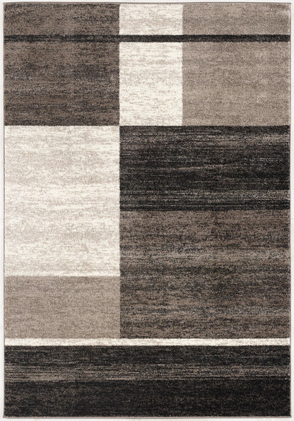 5' X 8' Brown And Beige Abstract Blocks Area Rug