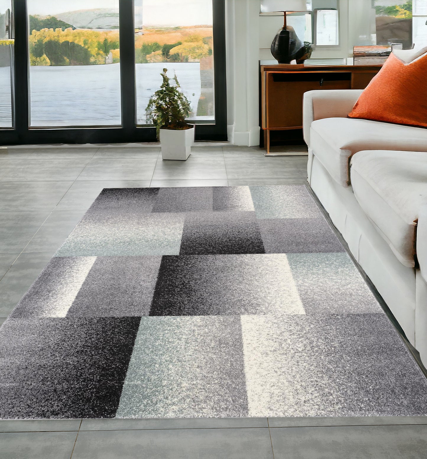 8' X 11' Gray Modern Geometric Area Rug