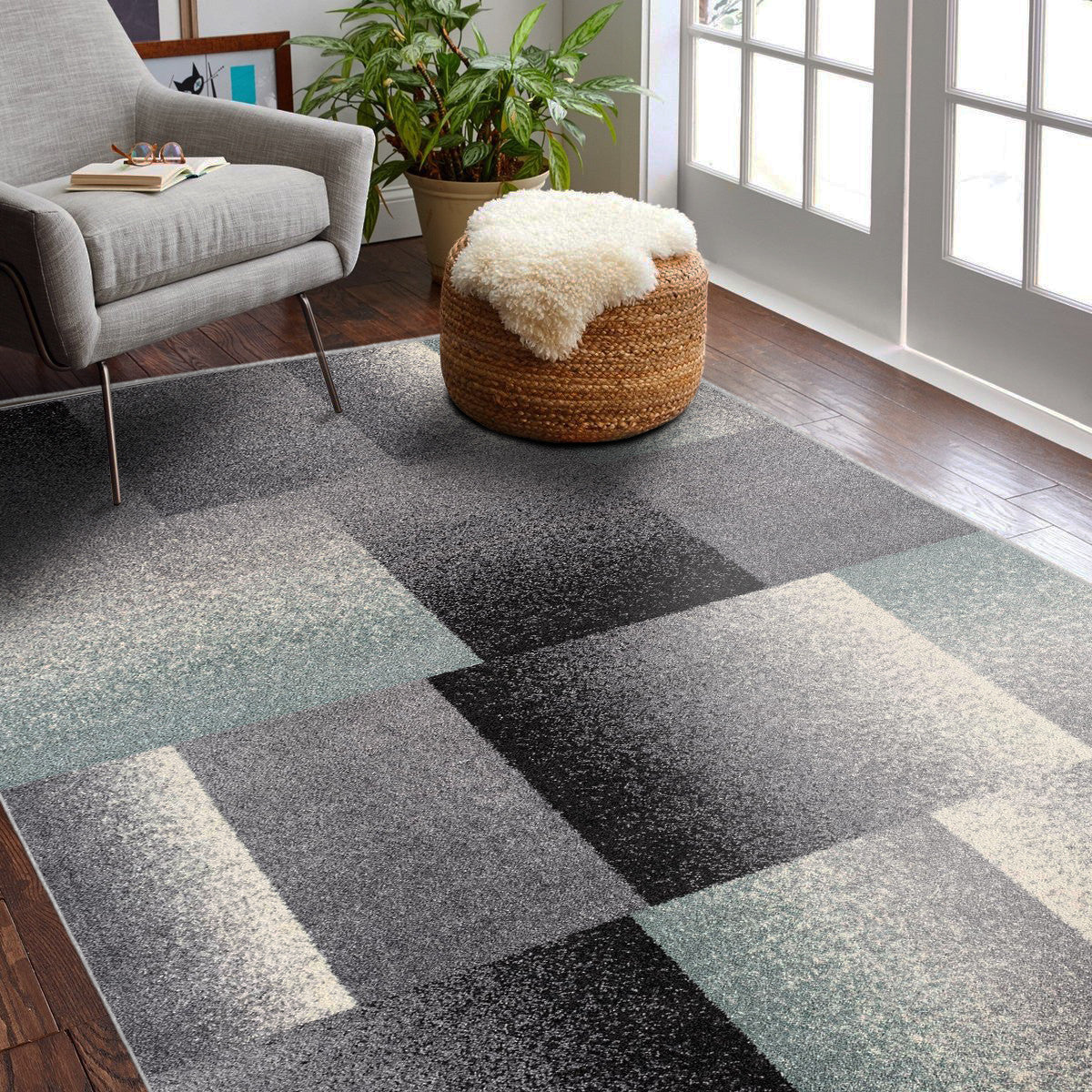 8' X 11' Gray Modern Geometric Area Rug