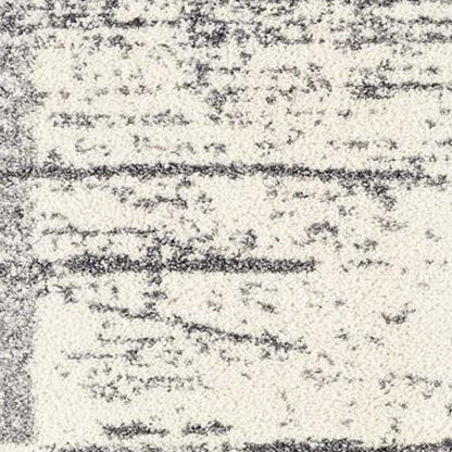 7' X 9' Gray and White Checkered Power Loom Distressed Area Rug