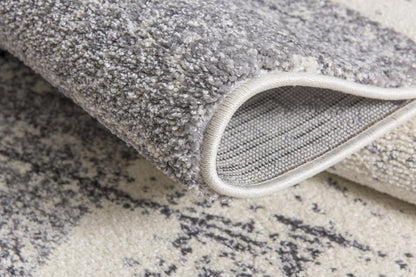 7' X 9' Gray and White Checkered Power Loom Distressed Area Rug