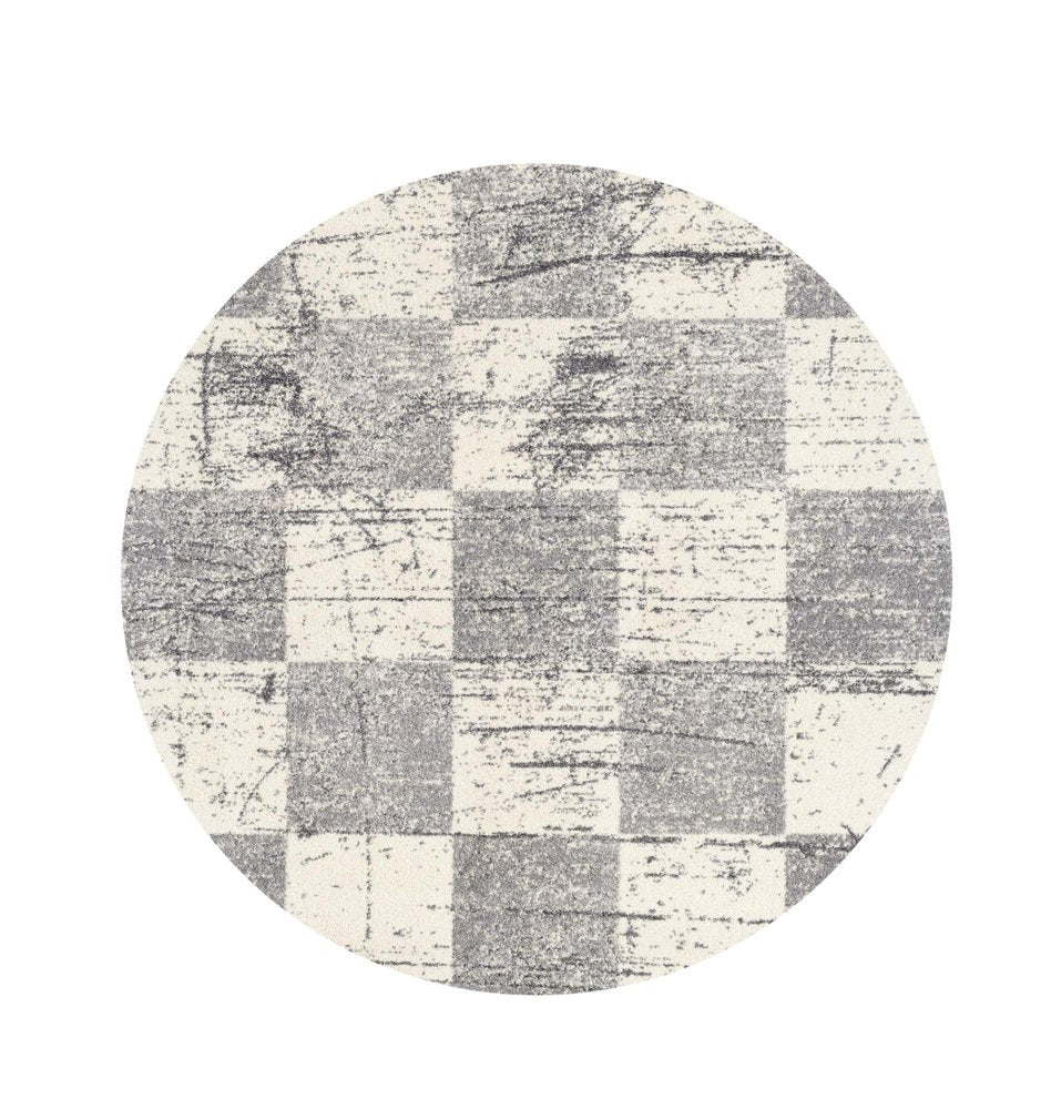 4' X 6' White And Gray Checkered Area Rug