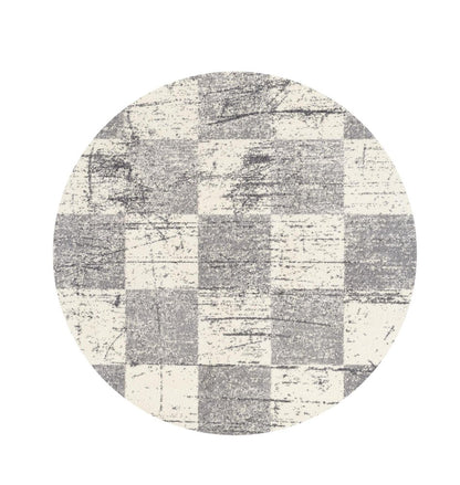 4' X 6' White And Gray Checkered Area Rug