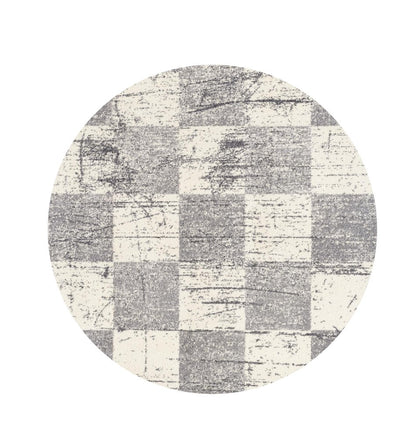 5' X 8' White And Gray Checkered Area Rug