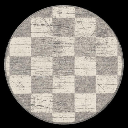 4' X 6' White And Gray Checkered Area Rug