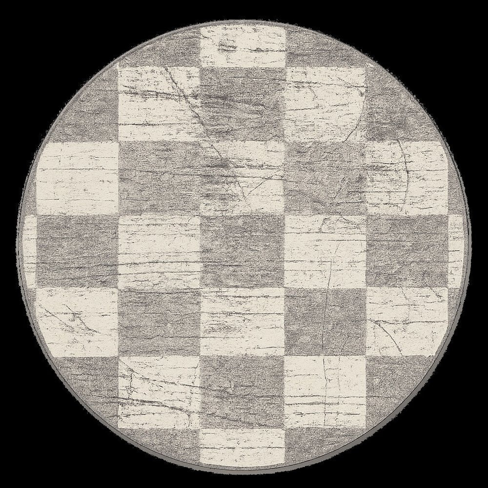 5' X 8' White And Gray Checkered Area Rug