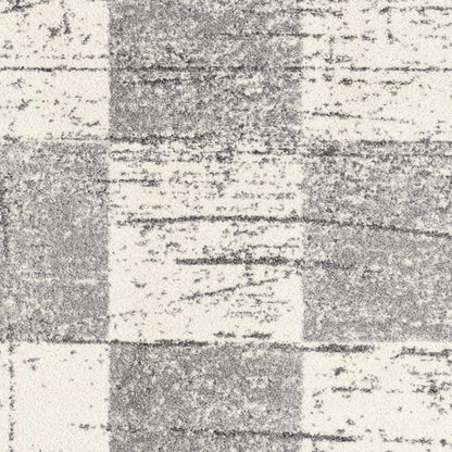 5' X 8' White And Gray Checkered Area Rug