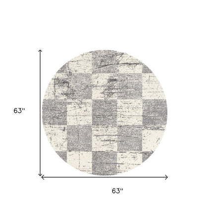 4' X 6' White And Gray Checkered Area Rug
