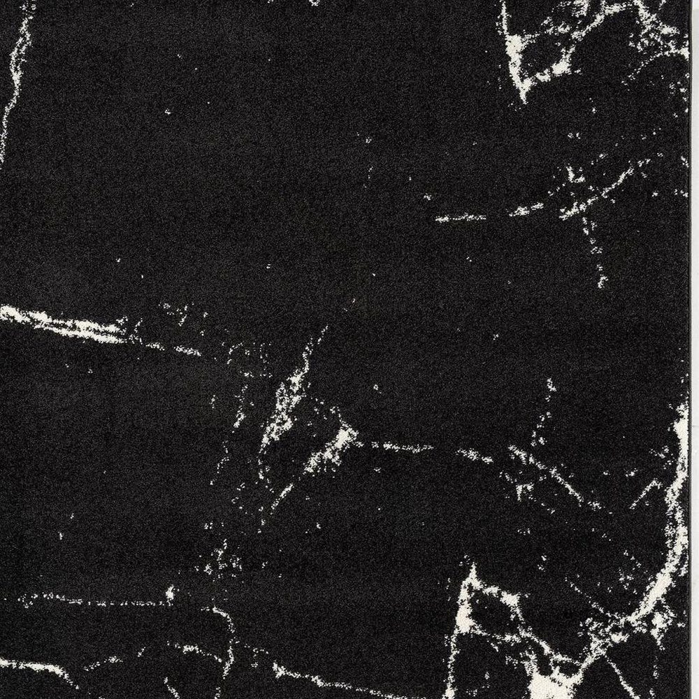 8' X 11' Black And White Abstract Breakage Area Rug
