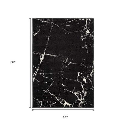 8' X 11' Black And White Abstract Breakage Area Rug
