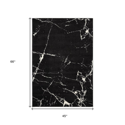 4' X 6' Black And White Abstract Breakage Area Rug