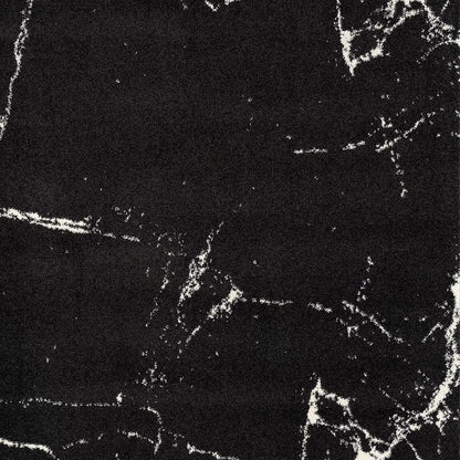 8' X 11' Black And White Abstract Breakage Area Rug