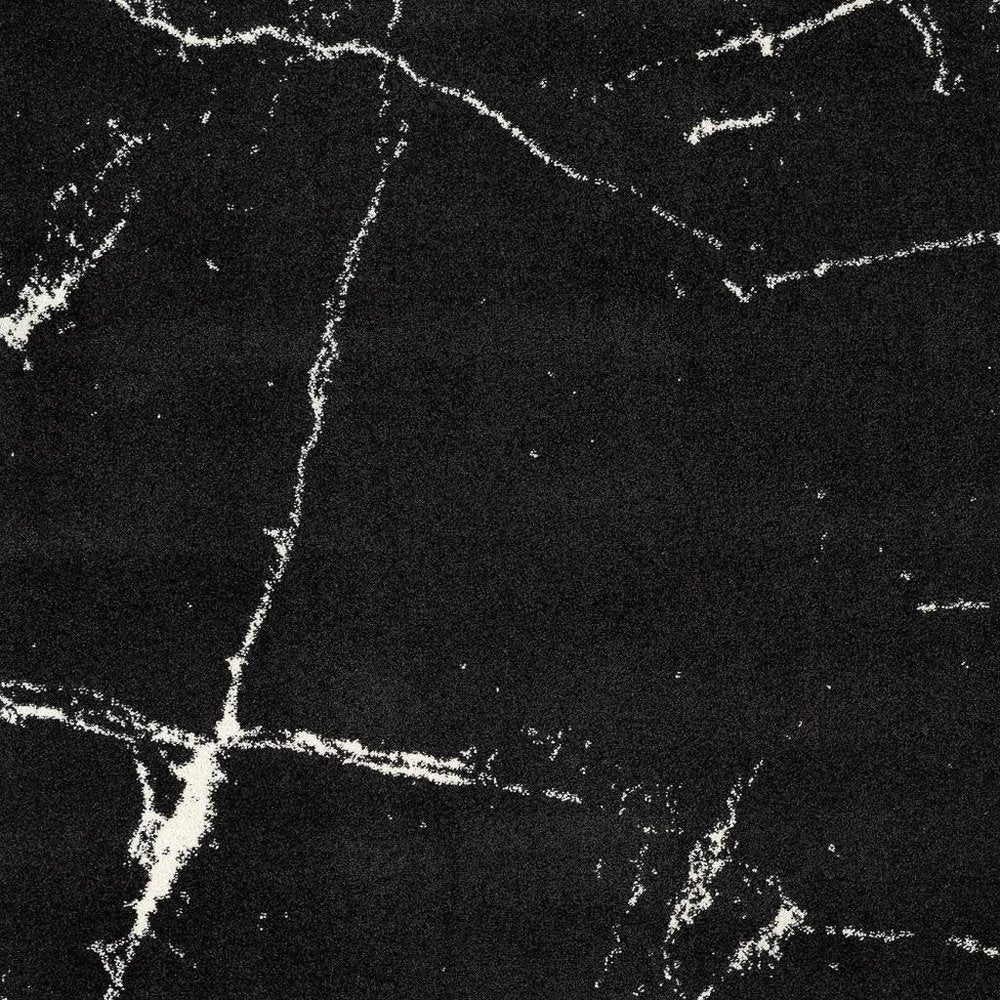 8' X 11' Black And White Abstract Breakage Area Rug