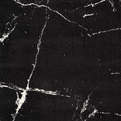 8' X 11' Black And White Abstract Breakage Area Rug