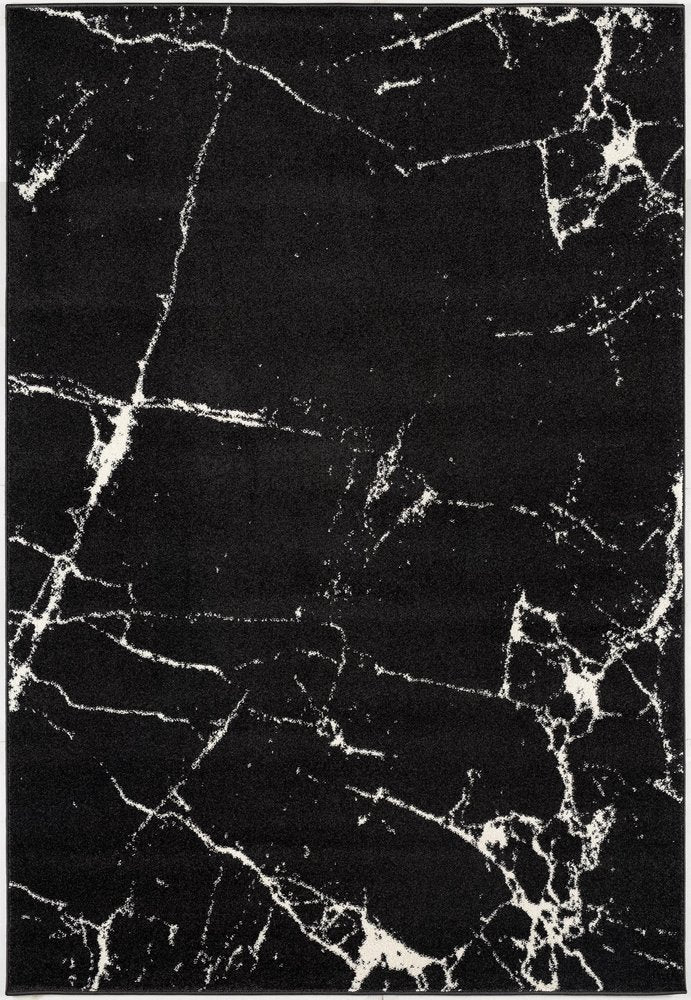 4' X 6' Black And White Abstract Breakage Area Rug