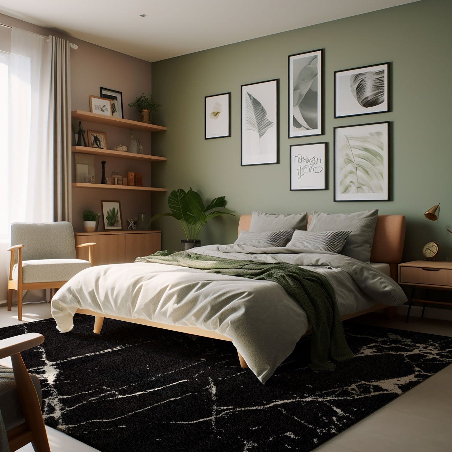 4' X 6' Black And White Abstract Breakage Area Rug