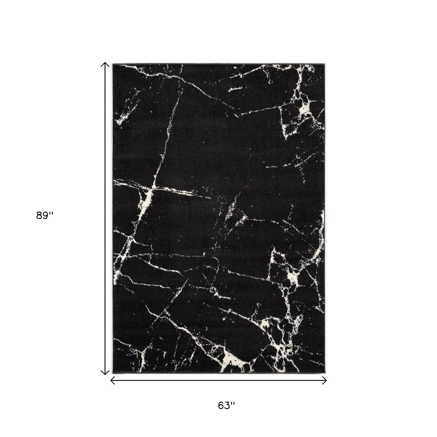 4' X 6' Black And White Abstract Breakage Area Rug