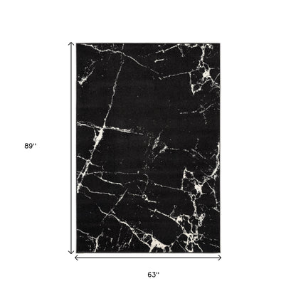 4' X 6' Black And White Abstract Breakage Area Rug