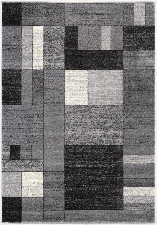 7' X 9' Gray Distressed Geometric Area Rug