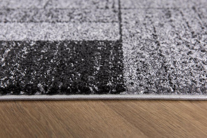 7' X 9' Gray Distressed Geometric Area Rug