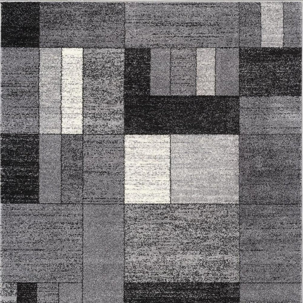 7' X 9' Gray Distressed Geometric Area Rug