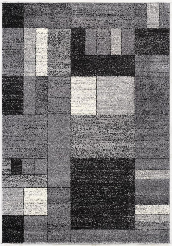 7' X 9' Gray Distressed Geometric Area Rug