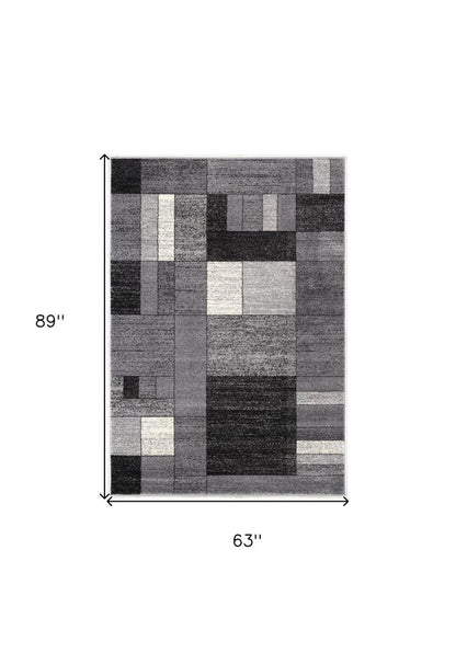 7' X 9' Gray Distressed Geometric Area Rug