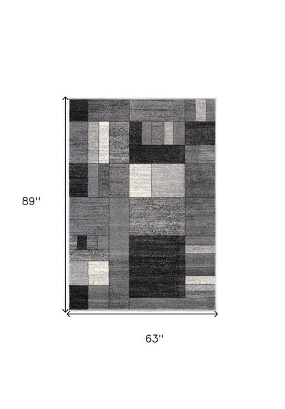 7' X 9' Gray Distressed Geometric Area Rug